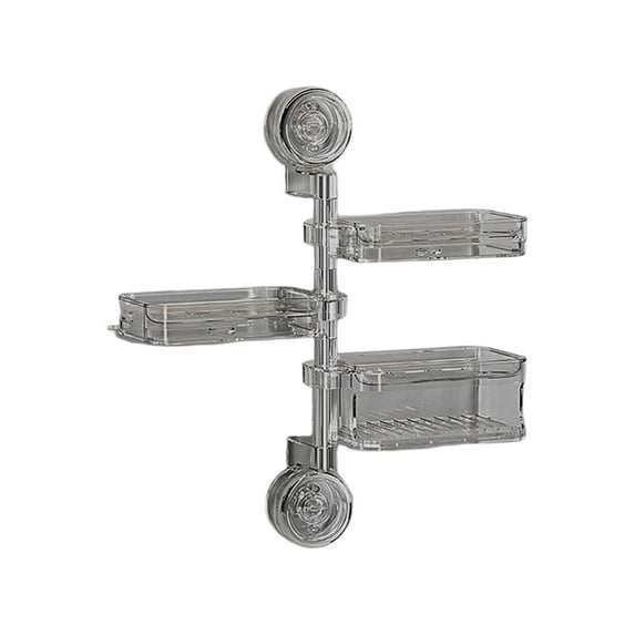 Corrugated Suction Cup Storage Rack Large Capacity Wall Mounted Shower Shelf No-Drill Bathroom Kitchen Space Saving Organizer Holder