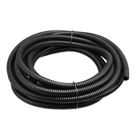 Corrugated Tube Conduit PP Tubing Flexible Pipe Hose Black 7mmx10mm 4.6M Long