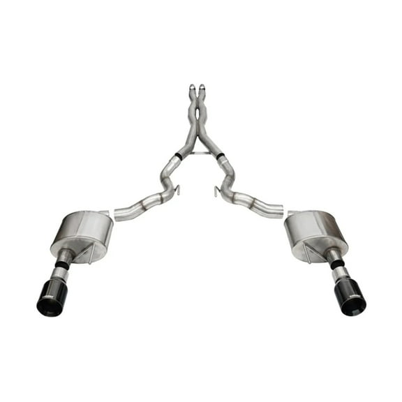 Corsa 24 Ford Mustang GT Conv Xtreme CatBk Ex.Sys 3.0in Dual Rear Exit w4.5in Black Straight Cut Tip