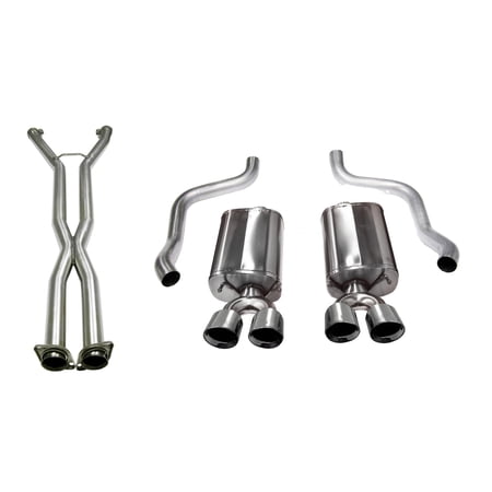 Corsa Performance 14108CB Sport Cat-Back Exhaust System; Dual Rear Exit; 2.5 in. Dia.; Incl. Muffler/Pipes/Clamps/3.5 in. Twin Pro-Series Polished Tips; Fits select: 2009 CHEVROLET CORVETTE ZR-1