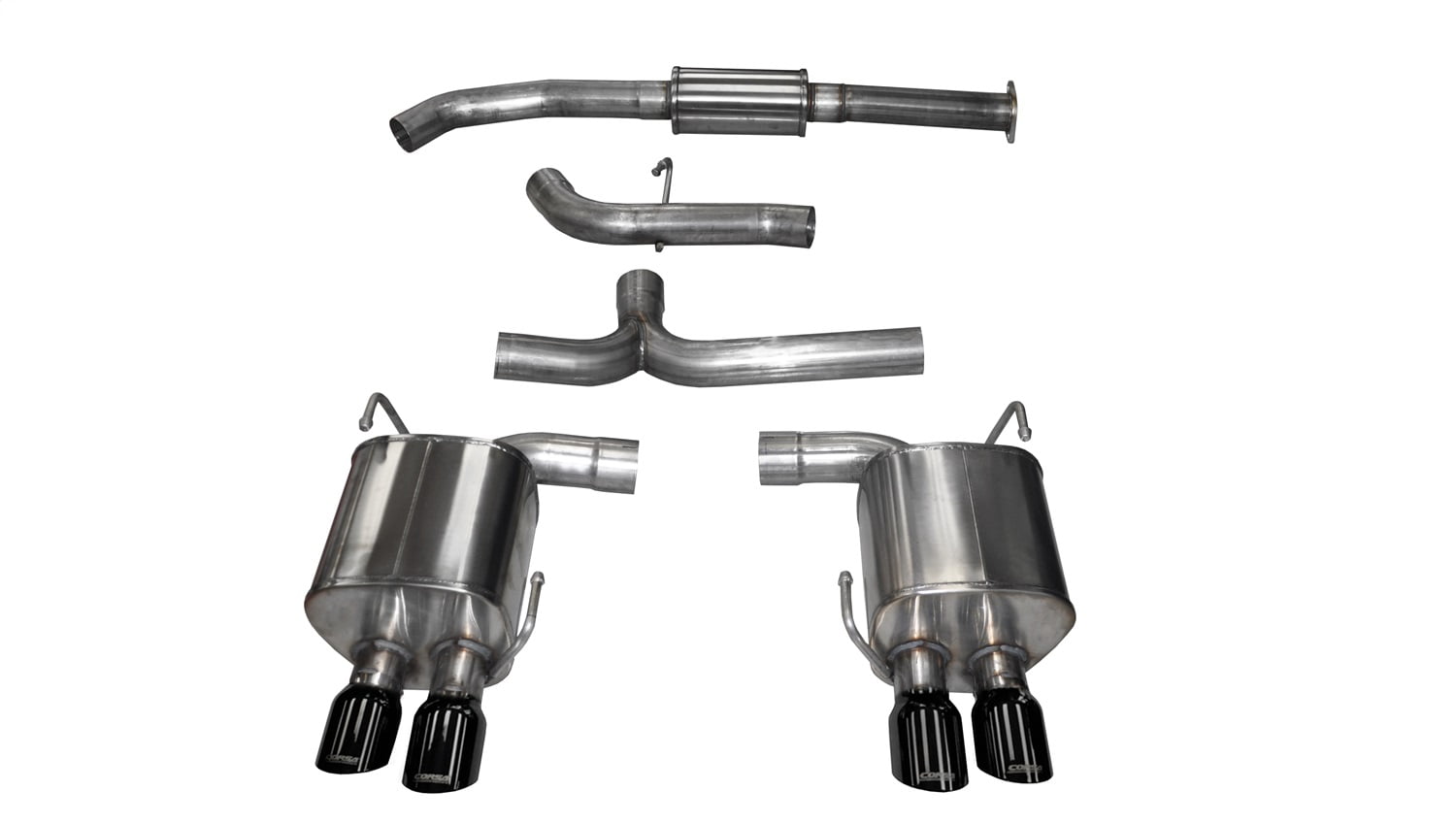 Corsa Performance 14857BLK Sport Cat-Back Exhaust System; Dual Rear Exit; 3 in. Dia.; Incl. Muffler/Pipes/Clamps/Twin 3.5 in. Black PVD Pro-Series Tips; Fits select: 2015-2018,2020 SUBARU WRX