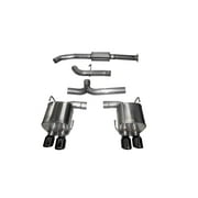 Corsa Performance 14857BLK Sport Cat-Back Exhaust System; Dual Rear Exit; 3 in. Dia.; Incl. Muffler/Pipes/Clamps/Twin 3.5 in. Black PVD Pro-Series Tips; Fits select 2015-2018,2020 SUBARU WRX