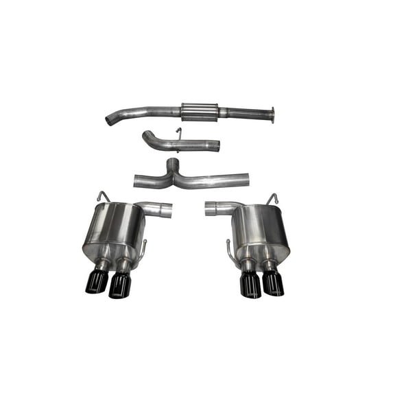 Corsa Performance 14857BLK Sport Cat-Back Exhaust System; Dual Rear Exit; 3 in. Dia.; Incl. Muffler/Pipes/Clamps/Twin 3.5 in. Black PVD Pro-Series Tips; Fits select: 2015-2018,2020 SUBARU WRX
