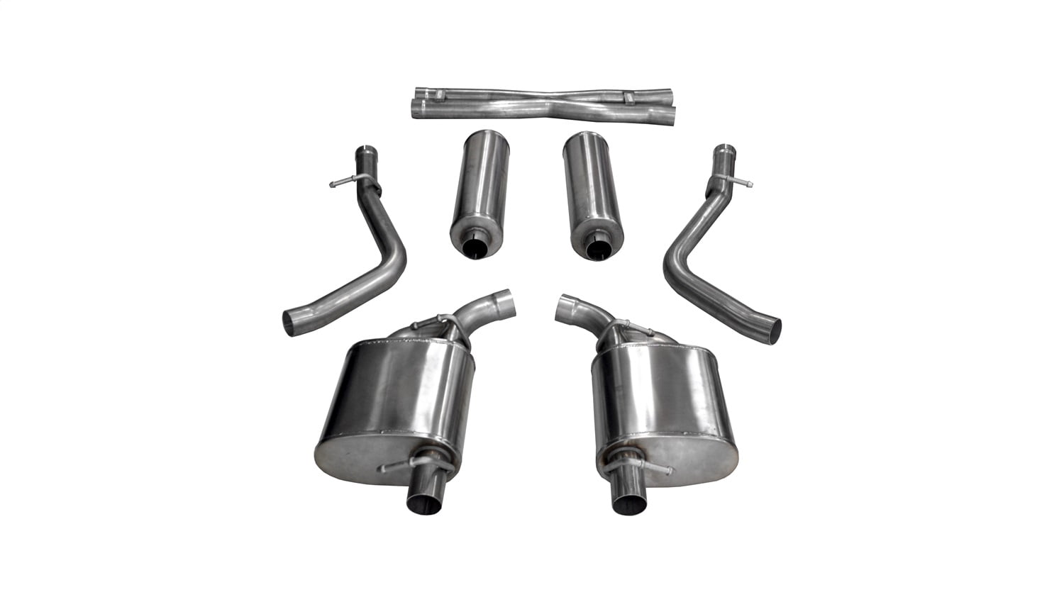 Corsa Performance 14972 Sport Cat-Back Exhaust System; Dual Rear Exit; 2.5 in. Dia.; Incl. Muffler/Pipes/Clamps; w/out Tips; Fits select: 2015-2016 DODGE CHARGER R/T, 2015 CHRYSLER 300C S