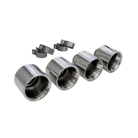 Corsa Performance 14998 Xtreme Exhaust Tip Kit; Twin 5 in. Dual Wall Straight-Cut Polished Titanium Tips; Fits CORSA And Stock GT-R Exhaust Systems;