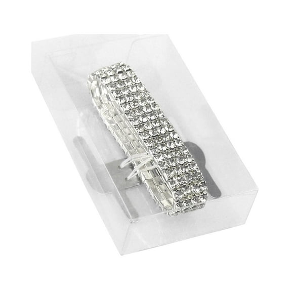 Corsage Wristlet with Rhinestone Band, 1/2-Inch, Silver