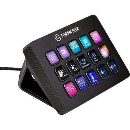Elgato - Stream Deck MK.2 Full-size Wired USB Keypad with 15 Customizable LCD keys and Interchangeable Faceplate - Black
