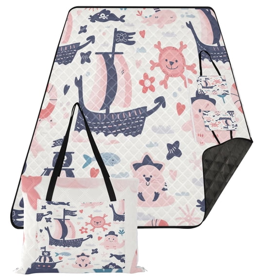 Corsair Fish Sun Animal Extra Large Picnic Beach Blanket Waterproof Sand Proof Portable Outdoor Mat 80x118