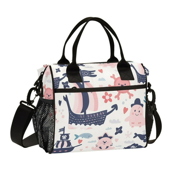 Corsair Fish Sun Animal Lunch Bag Insulated Lunch Box Leakproof Reusable Cooler Tote Adjustable Shoulder Strap for Men Women 9L