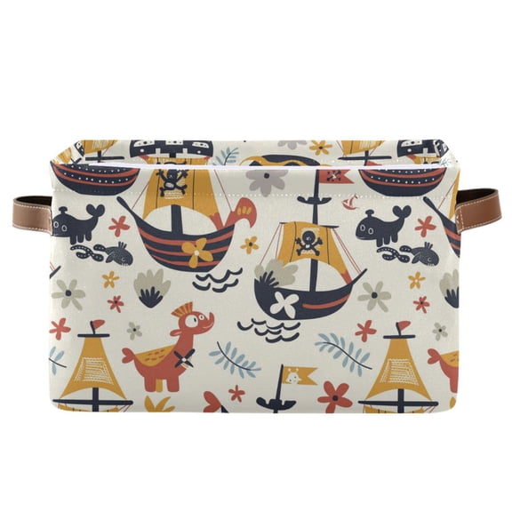 Corsair Flower Animal Leaf Storage Bins with Handle Fabric Organizer Basket Foldable Box 1 Pack 14.2x10.2x8.3