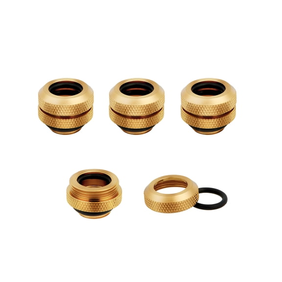 Corsair Hydro X Series XF Hardline Fitting, 12mm OD, Gold, 4-pack