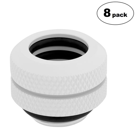 Corsair Hydro X Series XF Hardline Fitting, 12mm OD, White, 8-pack