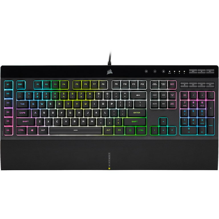  Corsair K55 RGB Gaming Keyboard – IP42 Dust and Water  Resistance – 6 Programmable Macro Keys – Dedicated Media Keys - Detachable  Palm Rest Included (CH-9206015-NA) , Black : Video Games