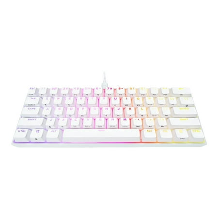 CORSAIR - K65 RGB Mini Wired 60% Mechanical Cherry MX SPEED Linear Switch Gaming Keyboard with PBT Double-Shot Keycaps - White