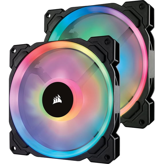 Corsair LL Series LL140 RGB 140mm Dual Light Loop RGB LED PWM Fan 2 Fan Pack with Lighting Node Pro - CO-9050074-WW
