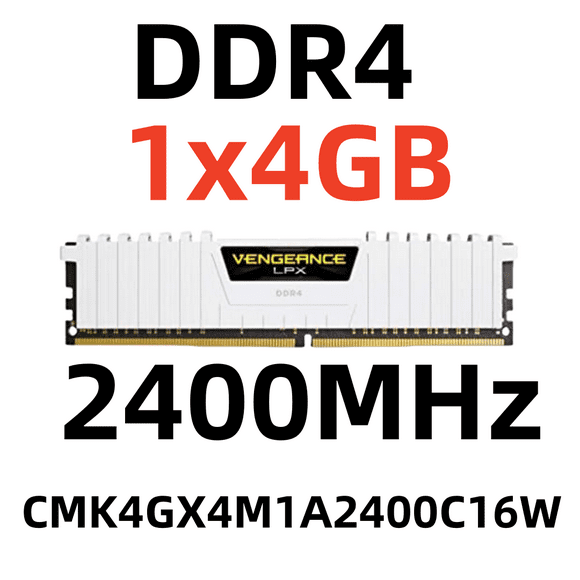 Corsair RAM VENGEANCE DDR4 4 GB Desktop Memory DIMM for PC, 2400 MHz,CMK4GX4M1A2400C15W