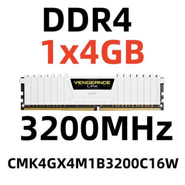 Corsair RAM VENGEANCE DDR4 4 GB Desktop Memory DIMM for PC, 3200 MHz,CMK4GX4M1B3200C16W