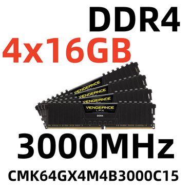 Corsair RAM VENGEANCE DDR4 64 GB Desktop Memory DIMM for PC, 3000 MHz,CMK64GX4M4B3000C15