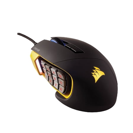 Corsair Scimitar Pro RGB MMO 16,000 DPI Optical Sensor 12 Programmable Side Buttons Gaming Mouse - Yellow