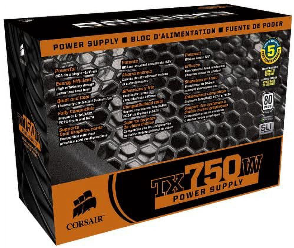 Corsair TX Series 750W 80+ Gold Power Supply - Walmart.com