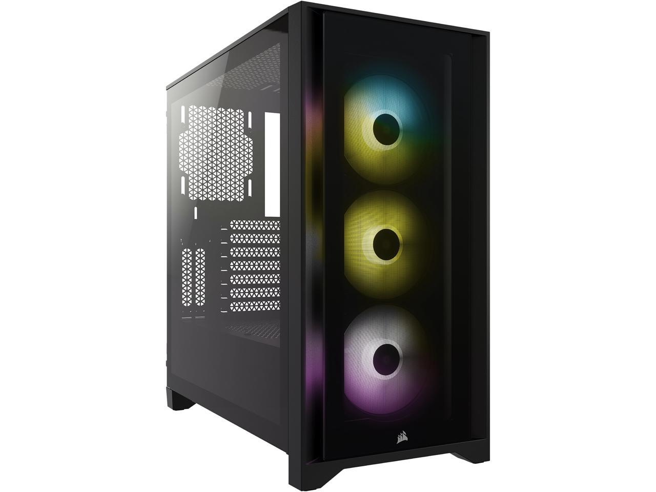 Corsair iCUE 4000X Computer Case - Midi Tower - Black - Tempered Glass, Steel, Plastic - 4 x Bay - 0 - ATX Motherboard Supported - 6 x Fan(s) Supported - 2 x Internal 3.5" Bay - 2 x Internal 2.5 - image 1 of 8