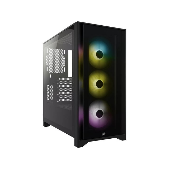 Corsair iCUE 4000X Computer Case - Midi Tower - Black - Tempered Glass, Steel, Plastic - 4 x Bay - 0 - ATX Motherboard Supported - 6 x Fan(s) Supported - 2 x Internal 3.5" Bay - 2 x Internal 2.5