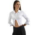 thumbnail image 1 of Corset Belt Long Sleeve Cropped Shirt, 1 of 5