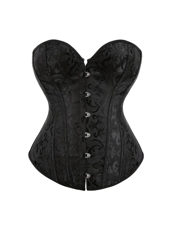 Corset Belt for Women Strapless Vintage Floral Embroidery Patterns Lace Up Halloween Push Up Bustier Elegant Girdle for Women Black XS