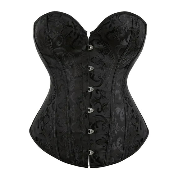 Corset Belt for Women Strapless Vintage Floral Embroidery Patterns Lace Up Halloween Push Up Bustier Elegant Waist&nbsp;Trainer Black L