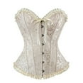 thumbnail image 1 of Corset Belt for Women Vintage Halloween Ruffles Overbust Boned Bustier Bodysuit Lace Up Push Up Embroidery Patterns Corset Shapewear Beige S, 1 of 3