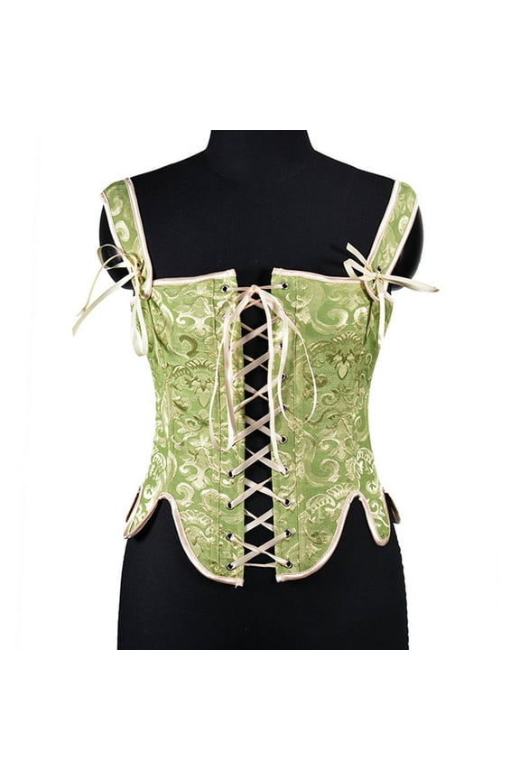 Corset Bodysuit for Women Plus Size, Fashion Women's Sweet Tie Corset Petals Print Underwear Shapewear New Bustier Tops Plus Size Style B-8 Green XS