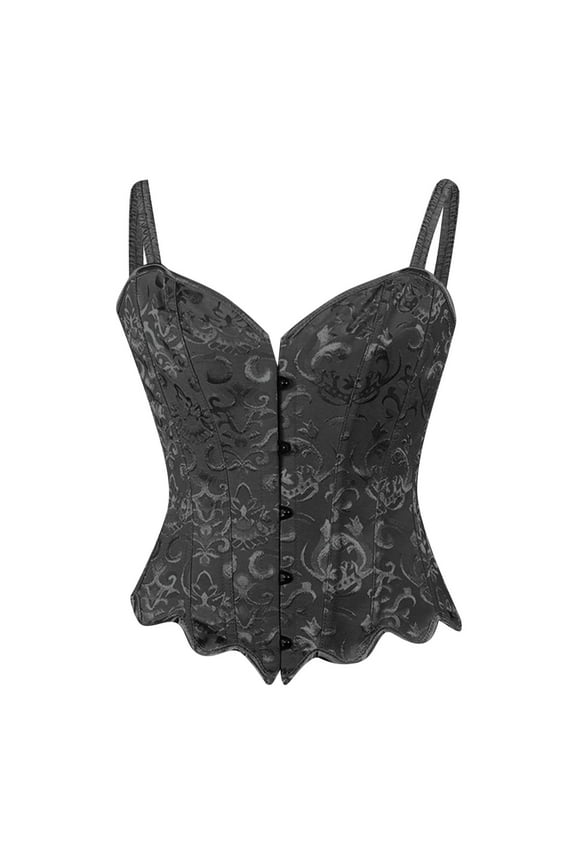 Corset Bra Lace Up Vintage Boned Bustier with Straps Overbust Corset Lingerie Bodyshaper for Wedding Party Date Night Bustier Black S