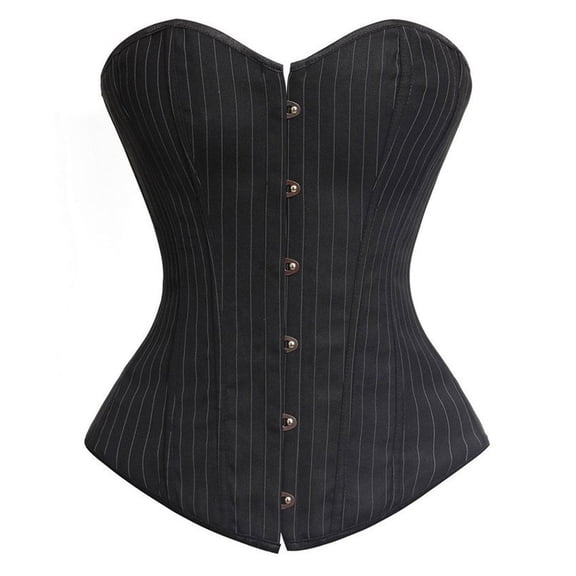 Corset Bustier for Women's Striped Lace up Boned Overbust Black 6XL