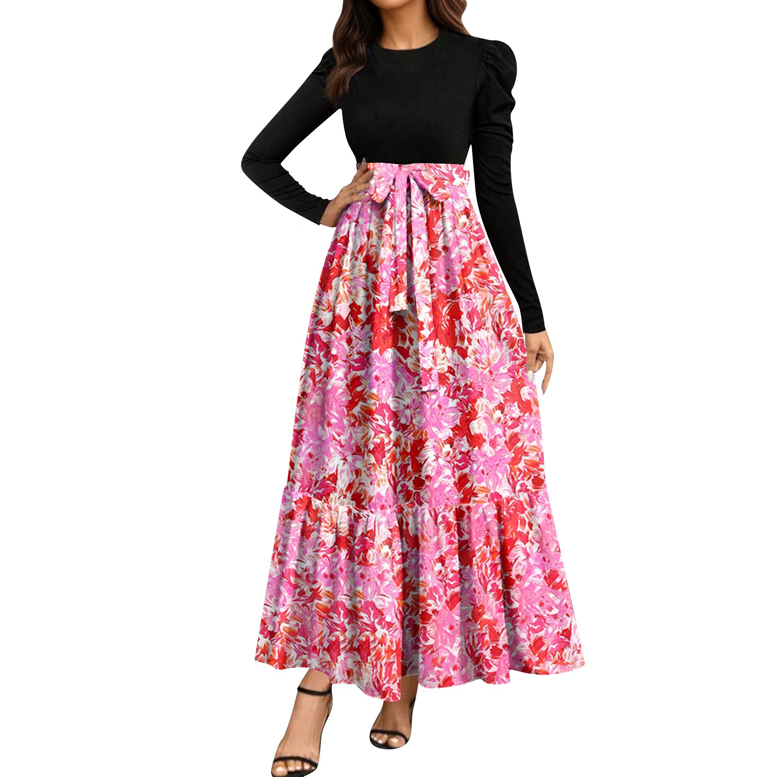 Corset Dress, Women'S 2025 Floral High Waist Tiered Maxi Dress For Wedding  Guest & Fall Vacation-Boho Tie Front Elegant Dress Sequin Plus Size Dress  Summer Casual Dress (S, Pink) ZMTing - Walmart.com