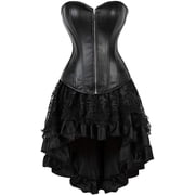 Corset for Women Leather Bustiers 2 Pieces Lingerie Upnk basques burlesque Costume Halloween Black S