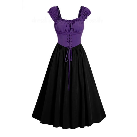 Corset Dress for Women Renaissance Cottagecore Dress Sleeveless Lace Up Midi Summer Dresses