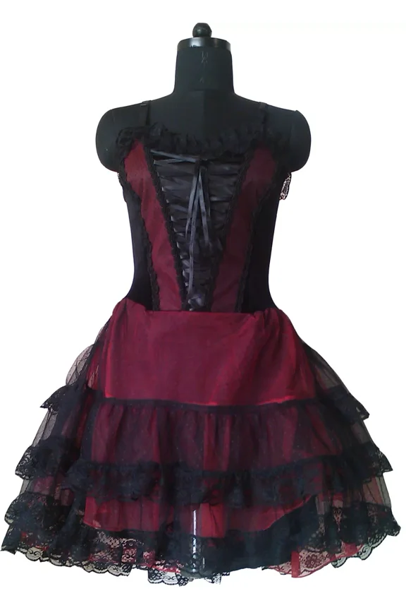 Corset Gothic Evening Gown Red Victorian Cocktail Prom Party Mini Dress Girl