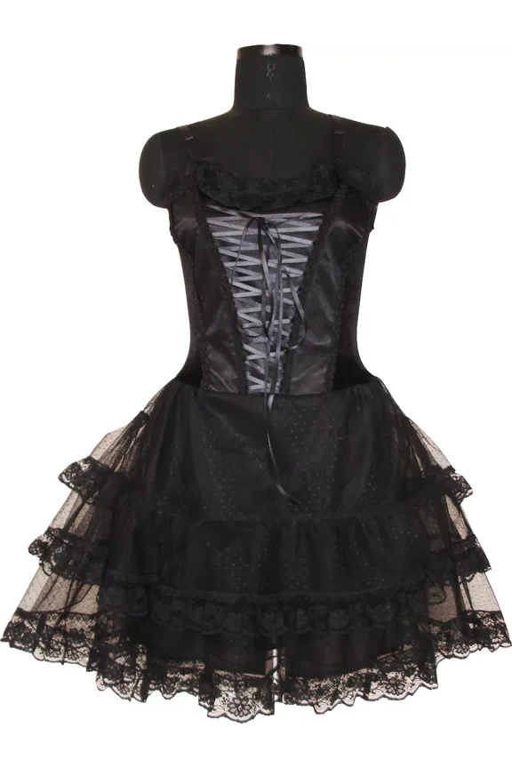 Corset Gothic Vampire Black Victorian Cocktail Prom Party Mini Dress Girl