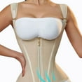 thumbnail image 1 of Corset Latex Waist Trainer Corset Zippered Tummy Control Sport Workout Body Shaper with 15 Bones Womens Corset Top Beige XS, 1 of 4