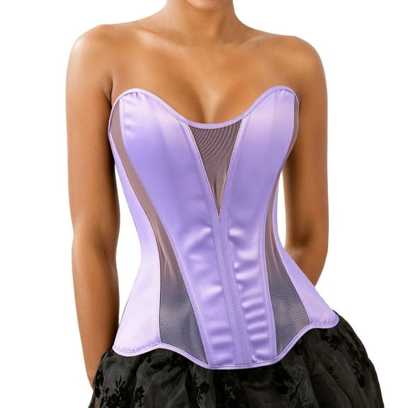 Corset Lingerie Elegant Minimalist Style Corset Solid Hook and Eye Closure Waist Cincher with Steel Boning Overbust Corset Tops for Women Purple L