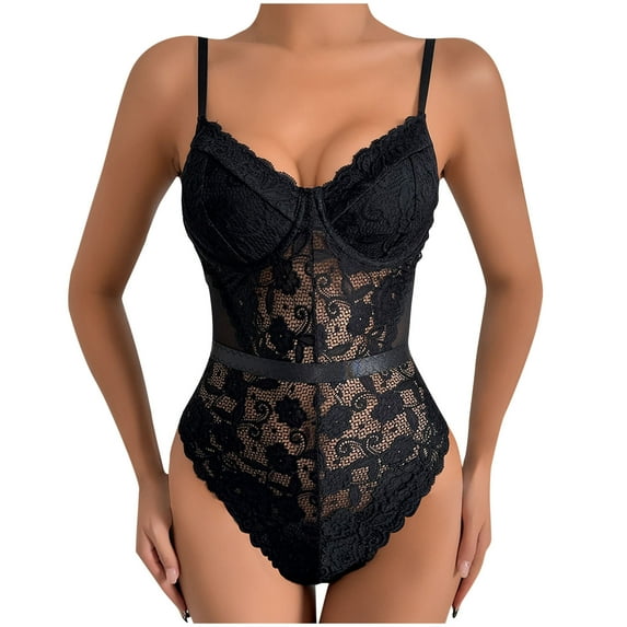 Corset Lingerie for Women, V-Neck Sleeveless Bustier Tops, Women's Floral Lace Mesh Shapewear Bodysuits Bustiers Corsets Black