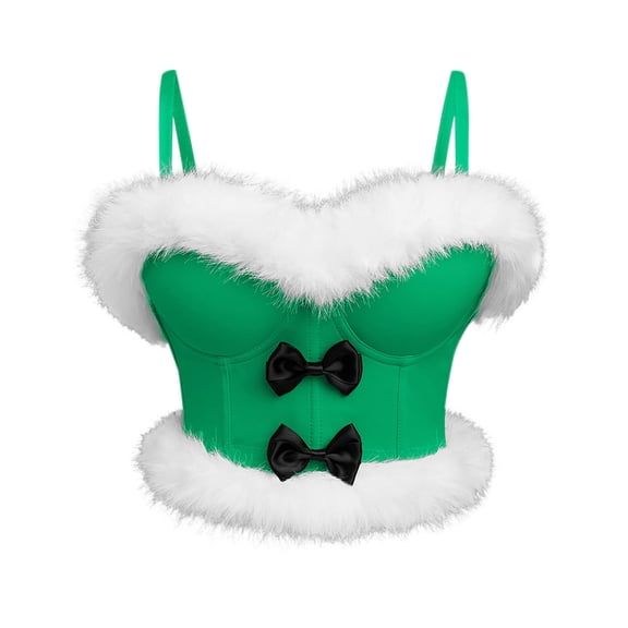 Corset Overbust, Fashion Women Christmas Solid Color Bow Buckle Waist Camisole Shapewear New Bustier Corset Shapewear Style B-69 Green L