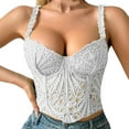 thumbnail image 1 of Corset Plus Size, Ladies' Court Style Corset Lace Corset Tops New Corsets for Women Fashion Plus Size Style B-78 White XL, 1 of 3