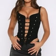 thumbnail image 1 of Corset Shirt Plus Size, Fashion Women's Plus Size Button Lace Boned Corsets Shapewear Outfit Solid Underwear Shapewear New Gothic Corset Tops Style B-33 Black S, 1 of 5