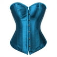 thumbnail image 1 of Corset Top Bustier Renaissance Lace up Lingerie Women Overbust Satin 03-Dark Blue XL, 1 of 4