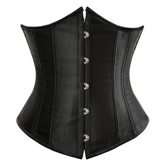 Corset Top Bustier Renaissance Lace up Lingerie Women Overbust Satin Plus Size 02-Black XXXL