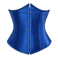 thumbnail image 1 of Corset Top Bustier Renaissance Lace up Lingerie Women Overbust Satin Plus Size 03-Blue L, 1 of 2