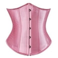 thumbnail image 1 of Corset Top Bustier Renaissance Lace up Lingerie Women Overbust Satin Plus Size 07-Pink XXXXL, 1 of 2