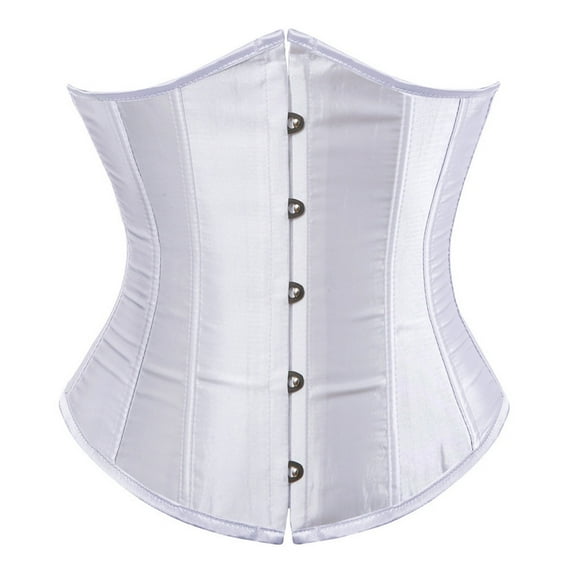 Corset Top Bustier Renaissance Lace up Lingerie Women Overbust Satin Plus Size 11-White S