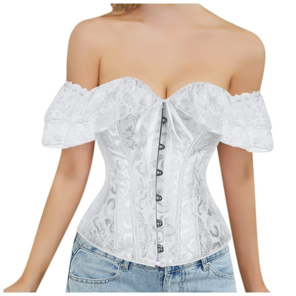 Corset Top Bustier for Women with Sleeve Plus Size off The Shoulder Waist Cincher Lingerie Shapewear